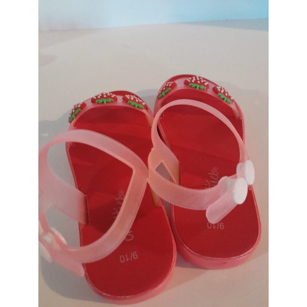 Chatties Toddlers Strawberry 9/10 Pink/ Red Sandals Strawberry Front Open Toe